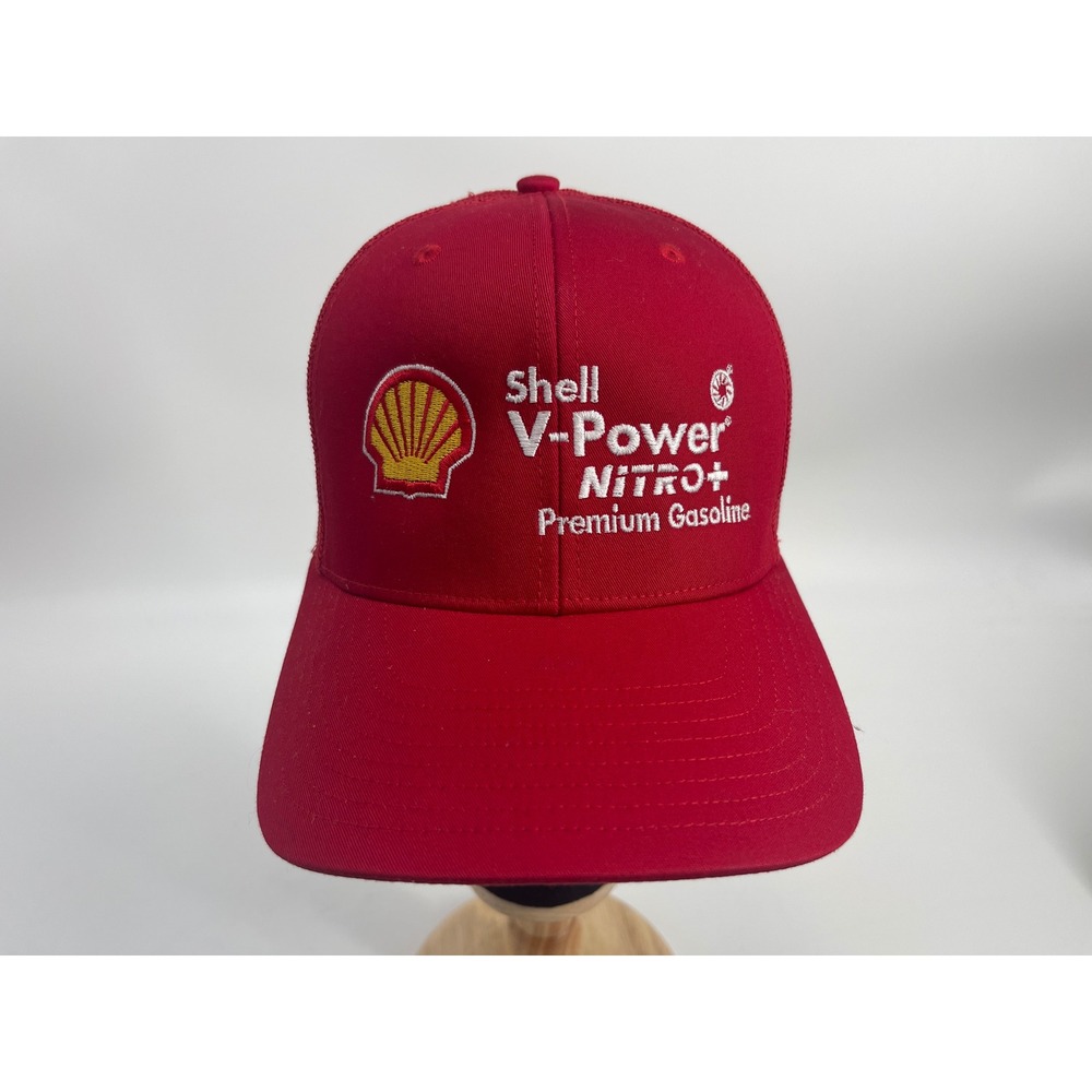 Richardson 112 Shell V-Power NiTRO+ Trucker Hat Red Mesh Snapback Gas Promo Cap